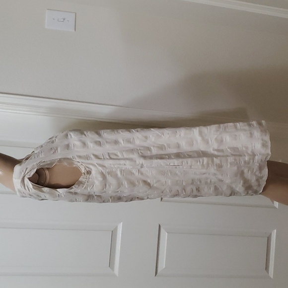 M textured shadow folding midi beige pockets luxe material lined - Picture 6 of 7